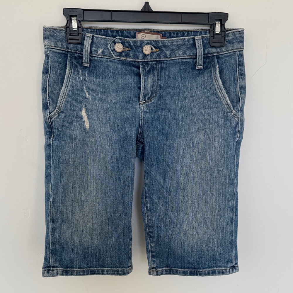 PAIGE Medium Wash Boyfriend Denim Bermuda Shorts